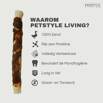 Petstyle Living - Kaustangen mit Ente 20 cm - 20 Stück