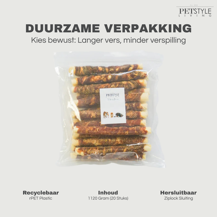 Petstyle Living - Kaustangen mit Ente 20 cm - 20 Stück