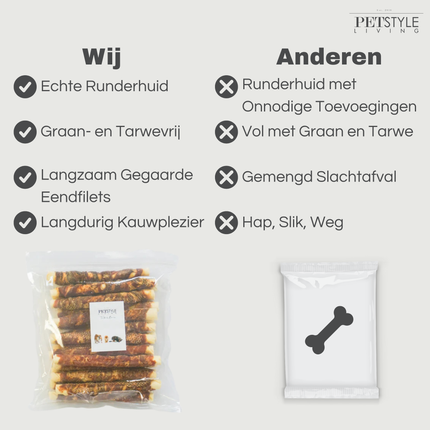 Petstyle Living - Kaustangen mit Ente 20 cm - 20 Stück
