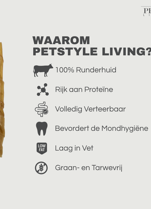Petstyle Living - Bâtonnets torsadés naturels 12,5 cm - 200 pièces
